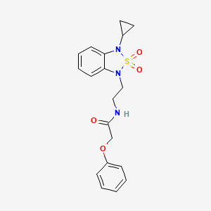 molecular formula C19H21N3O4S B2847961 N-[2-(3-cyclopropyl-2,2-dioxo-1,3-dihydro-2lambda6,1,3-benzothiadiazol-1-yl)ethyl]-2-phenoxyacetamide CAS No. 2097921-10-1