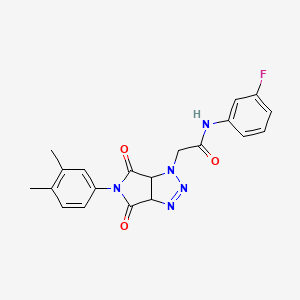 molecular formula C20H18FN5O3 B2847963 2-(5-(3,4-dimethylphenyl)-4,6-dioxo-4,5,6,6a-tetrahydropyrrolo[3,4-d][1,2,3]triazol-1(3aH)-yl)-N-(3-fluorophenyl)acetamide CAS No. 1008263-29-3