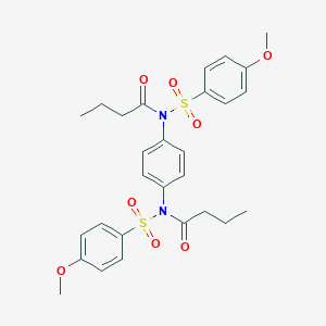 molecular formula C28H32N2O8S2 B284797 N-butyryl-N-(4-{butyryl[(4-methoxyphenyl)sulfonyl]amino}phenyl)-4-methoxybenzenesulfonamide 
