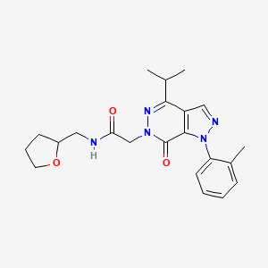 molecular formula C22H27N5O3 B2847986 2-(4-isopropyl-7-oxo-1-(o-tolyl)-1H-pyrazolo[3,4-d]pyridazin-6(7H)-yl)-N-((tetrahydrofuran-2-yl)methyl)acetamide CAS No. 946253-73-2