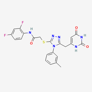 molecular formula C22H18F2N6O3S B2847987 N-(2,4-difluorophenyl)-2-((5-((2,6-dioxo-1,2,3,6-tetrahydropyrimidin-4-yl)methyl)-4-(m-tolyl)-4H-1,2,4-triazol-3-yl)thio)acetamide CAS No. 852047-59-7