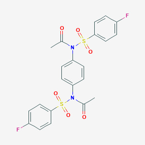 molecular formula C22H18F2N2O6S2 B284799 N-acetyl-N-(4-{acetyl[(4-fluorophenyl)sulfonyl]amino}phenyl)-4-fluorobenzenesulfonamide 