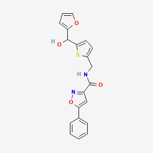 molecular formula C20H16N2O4S B2848008 N-((5-(furan-2-yl(hydroxy)methyl)thiophen-2-yl)methyl)-5-phenylisoxazole-3-carboxamide CAS No. 1795195-58-2