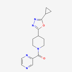 (4-(5-Cyclopropyl-1,3,4-oxadiazol-2-yl)piperidin-1-yl)(pyrazin-2-yl)methanone