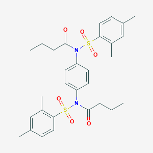 molecular formula C30H36N2O6S2 B284801 N-butyryl-N-(4-{butyryl[(2,4-dimethylphenyl)sulfonyl]amino}phenyl)-2,4-dimethylbenzenesulfonamide 