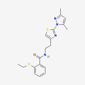 N-(2-(2-(3,5-dimethyl-1H-pyrazol-1-yl)thiazol-4-yl)ethyl)-2-(ethylthio)benzamide