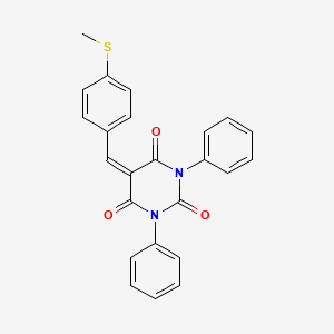 molecular formula C24H18N2O3S B2848032 5-[(4-Methylsulfanylphenyl)methylidene]-1,3-diphenyl-1,3-diazinane-2,4,6-trione CAS No. 1023431-48-2