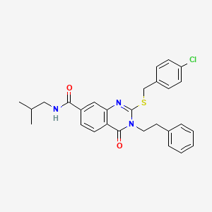 2-((4-chlorobenzyl)thio)-N-isobutyl-4-oxo-3-phenethyl-3,4-dihydroquinazoline-7-carboxamide