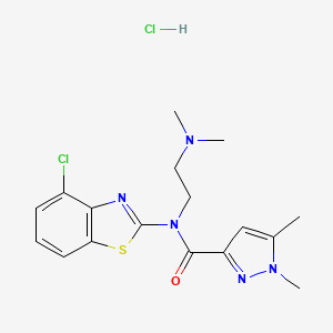 molecular formula C17H21Cl2N5OS B2848045 N-(4-chlorobenzo[d]thiazol-2-yl)-N-(2-(dimethylamino)ethyl)-1,5-dimethyl-1H-pyrazole-3-carboxamide hydrochloride CAS No. 1217051-51-8