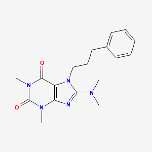 molecular formula C18H23N5O2 B2848050 8-(Dimethylamino)-1,3-dimethyl-7-(3-phenylpropyl)-1,3,7-trihydropurine-2,6-dio ne CAS No. 918932-85-1