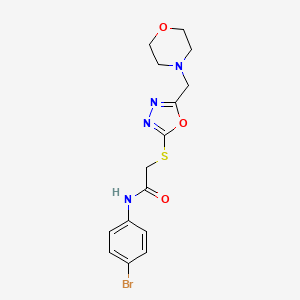 molecular formula C15H17BrN4O3S B2848052 N-(4-bromophenyl)-2-((5-(morpholinomethyl)-1,3,4-oxadiazol-2-yl)thio)acetamide CAS No. 915189-02-5