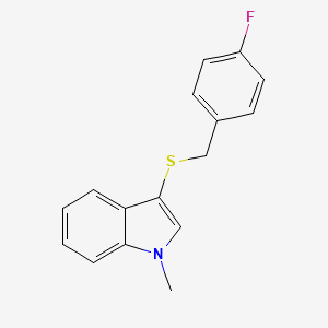 molecular formula C16H14FNS B2848064 3-((4-fluorobenzyl)thio)-1-methyl-1H-indole CAS No. 450347-57-6