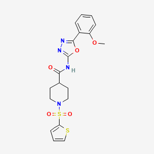 molecular formula C19H20N4O5S2 B2848066 N-(5-(2-methoxyphenyl)-1,3,4-oxadiazol-2-yl)-1-(thiophen-2-ylsulfonyl)piperidine-4-carboxamide CAS No. 922578-20-9