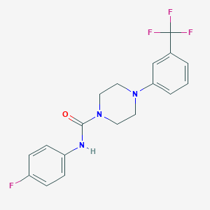 molecular formula C18H17F4N3O B284810 N-(4-fluorophenyl)-4-(3-(trifluoromethyl)phenyl)piperazine-1-carboxamide 
