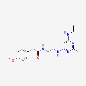 molecular formula C18H25N5O2 B2848100 N-(2-((6-(乙基氨基)-2-甲基嘧啶-4-基)氨基)乙基)-2-(4-甲氧基苯基)乙酰胺 CAS No. 1207031-43-3