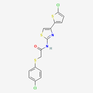 molecular formula C15H10Cl2N2OS3 B2848107 2-((4-chlorophenyl)thio)-N-(4-(5-chlorothiophen-2-yl)thiazol-2-yl)acetamide CAS No. 899351-09-8
