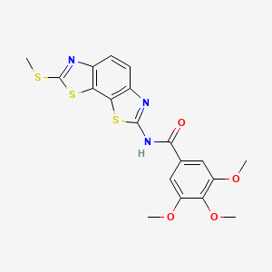 molecular formula C19H17N3O4S3 B2848125 3,4,5-trimethoxy-N-(2-methylsulfanyl-[1,3]thiazolo[4,5-g][1,3]benzothiazol-7-yl)benzamide CAS No. 361173-10-6