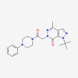 molecular formula C22H28N6O2 B2848138 1-(tert-butyl)-4-methyl-6-(2-oxo-2-(4-phenylpiperazin-1-yl)ethyl)-1H-pyrazolo[3,4-d]pyridazin-7(6H)-one CAS No. 1172830-25-9