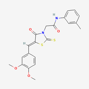 B2848150 (Z)-2-(5-(3,4-dimethoxybenzylidene)-4-oxo-2-thioxothiazolidin-3-yl)-N-(m-tolyl)acetamide CAS No. 681481-07-2