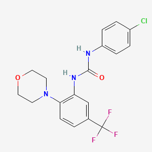 molecular formula C18H17ClF3N3O2 B2848157 1-(4-Chlorophenyl)-3-(2-morpholin-4-YL-5-(trifluoromethyl)phenyl)urea CAS No. 496012-19-2