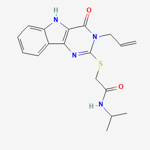 molecular formula C18H20N4O2S B2848159 2-((3-allyl-4-oxo-4,5-dihydro-3H-pyrimido[5,4-b]indol-2-yl)thio)-N-isopropylacetamide CAS No. 888444-12-0