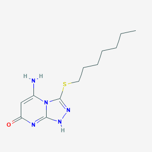 molecular formula C12H19N5OS B284816 5-amino-3-heptylsulfanyl-1H-[1,2,4]triazolo[4,3-a]pyrimidin-7-one 