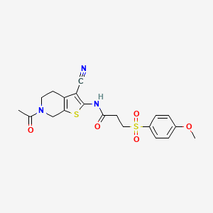 N-(6-acetyl-3-cyano-4,5,6,7-tetrahydrothieno[2,3-c]pyridin-2-yl)-3-((4-methoxyphenyl)sulfonyl)propanamide