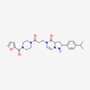 molecular formula C27H29N5O4 B2848183 5-{3-[4-(furan-2-carbonyl)piperazin-1-yl]-3-oxopropyl}-2-[4-(propan-2-yl)phenyl]-4H,5H-pyrazolo[1,5-a]pyrazin-4-one CAS No. 1326807-79-7