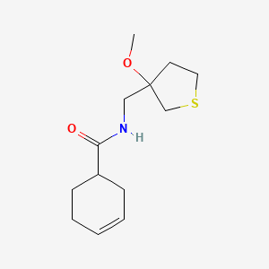 molecular formula C13H21NO2S B2848186 N-((3-methoxytetrahydrothiophen-3-yl)methyl)cyclohex-3-enecarboxamide CAS No. 1448065-78-8