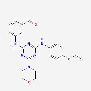 molecular formula C23H26N6O3 B2848188 1-(3-((4-((4-Ethoxyphenyl)amino)-6-morpholino-1,3,5-triazin-2-yl)amino)phenyl)ethanone CAS No. 898617-85-1
