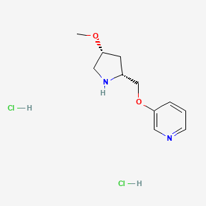 molecular formula C11H18Cl2N2O2 B2848195 3-{[(2R,4R)-4-methoxypyrrolidin-2-yl]methoxy}pyridine dihydrochloride CAS No. 2173637-87-9