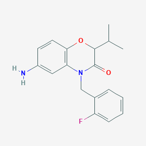 molecular formula C18H19FN2O2 B2848207 6-amino-4-[(2-fluorophenyl)methyl]-2-(propan-2-yl)-3,4-dihydro-2H-1,4-benzoxazin-3-one CAS No. 1082148-66-0
