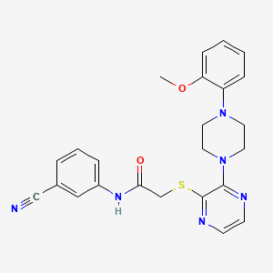 molecular formula C24H24N6O2S B2848228 N-(3,5-dimethoxybenzyl)-2-({3-[(2-methylphenyl)thio]pyrazin-2-yl}thio)acetamide CAS No. 1115931-96-8