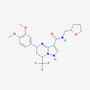 molecular formula C21H25F3N4O4 B284823 5-(3,4-dimethoxyphenyl)-N-(oxolan-2-ylmethyl)-7-(trifluoromethyl)-1,5,6,7-tetrahydropyrazolo[1,5-a]pyrimidine-3-carboxamide 