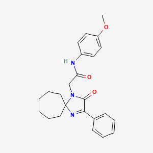 molecular formula C24H27N3O3 B2848230 N-(4-methoxyphenyl)-2-(2-oxo-3-phenyl-1,4-diazaspiro[4.6]undec-3-en-1-yl)acetamide CAS No. 866847-57-6