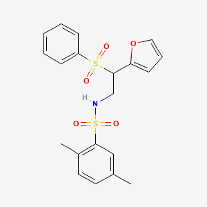 molecular formula C20H21NO5S2 B2848240 N-[2-(2-furyl)-2-(phenylsulfonyl)ethyl]-2,5-dimethylbenzenesulfonamide CAS No. 896323-32-3