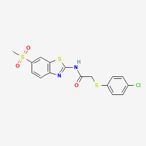 2-((4-chlorophenyl)thio)-N-(6-(methylsulfonyl)benzo[d]thiazol-2-yl)acetamide