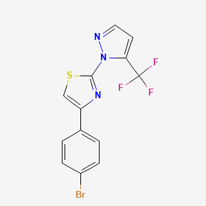 molecular formula C13H7BrF3N3S B2848249 4-(4-Bromophenyl)-2-[5-(trifluoromethyl)-1H-pyrazol-1-yl]-1,3-thiazole CAS No. 956624-44-5