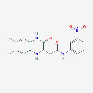 molecular formula C19H20N4O4 B2848254 2-(6,7-dimethyl-3-oxo-1,2,3,4-tetrahydroquinoxalin-2-yl)-N-(2-methyl-5-nitrophenyl)acetamide CAS No. 474005-58-8