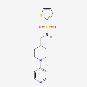 molecular formula C15H19N3O2S2 B2848255 N-((1-(pyridin-4-yl)piperidin-4-yl)methyl)thiophene-2-sulfonamide CAS No. 2034499-19-7