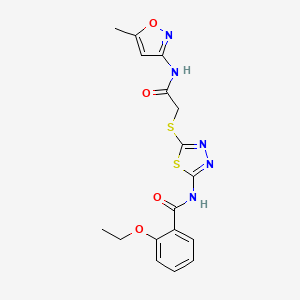 molecular formula C17H17N5O4S2 B2848261 2-ethoxy-N-(5-((2-((5-methylisoxazol-3-yl)amino)-2-oxoethyl)thio)-1,3,4-thiadiazol-2-yl)benzamide CAS No. 477215-35-3