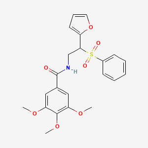 molecular formula C22H23NO7S B2848269 N-[2-(呋喃-2-基)-2-(苯基磺酰)乙基]-3,4,5-三甲氧基苯甲酰胺 CAS No. 896314-36-6