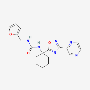 molecular formula C18H20N6O3 B2848279 1-(Furan-2-ylmethyl)-3-(1-(3-(pyrazin-2-yl)-1,2,4-oxadiazol-5-yl)cyclohexyl)urea CAS No. 1396809-42-9