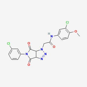 molecular formula C19H15Cl2N5O4 B2848293 N-(3-chloro-4-methoxyphenyl)-2-[5-(3-chlorophenyl)-4,6-dioxo-4,5,6,6a-tetrahydropyrrolo[3,4-d][1,2,3]triazol-1(3aH)-yl]acetamide CAS No. 1052606-35-5