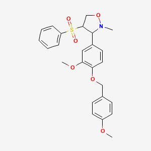 molecular formula C25H27NO6S B2848295 3-{3-甲氧基-4-[(4-甲氧基苯甲基)氧基]苯基}-2-甲基-4-(苯磺酰)四氢异噁唑烯 CAS No. 339110-46-2