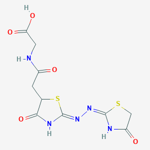 N-({(2Z)-4-oxo-2-[(2E)-(4-oxo-1,3-thiazolidin-2-ylidene)hydrazinylidene]-1,3-thiazolidin-5-yl}acetyl)glycine