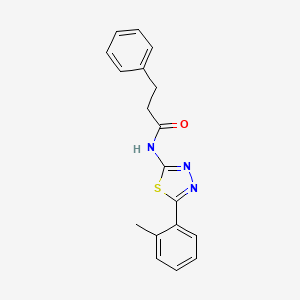 molecular formula C18H17N3OS B2848304 N-[5-(2-methylphenyl)-1,3,4-thiadiazol-2-yl]-3-phenylpropanamide CAS No. 476460-18-1