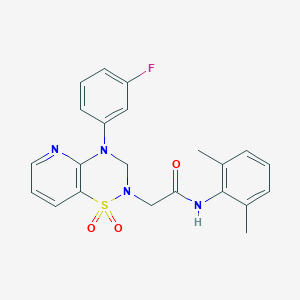 molecular formula C22H21FN4O3S B2848313 N-(2,6-dimethylphenyl)-2-(4-(3-fluorophenyl)-1,1-dioxido-3,4-dihydro-2H-pyrido[2,3-e][1,2,4]thiadiazin-2-yl)acetamide CAS No. 1251629-22-7