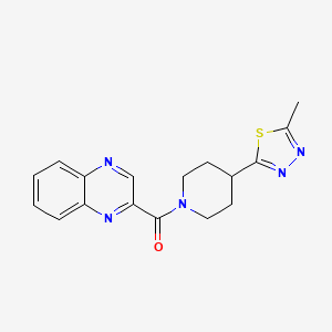 molecular formula C17H17N5OS B2848319 (4-(5-Methyl-1,3,4-thiadiazol-2-yl)piperidin-1-yl)(quinoxalin-2-yl)methanone CAS No. 1396852-23-5
