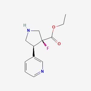 Ethyl (3S,4S)-3-fluoro-4-pyridin-3-ylpyrrolidine-3-carboxylate